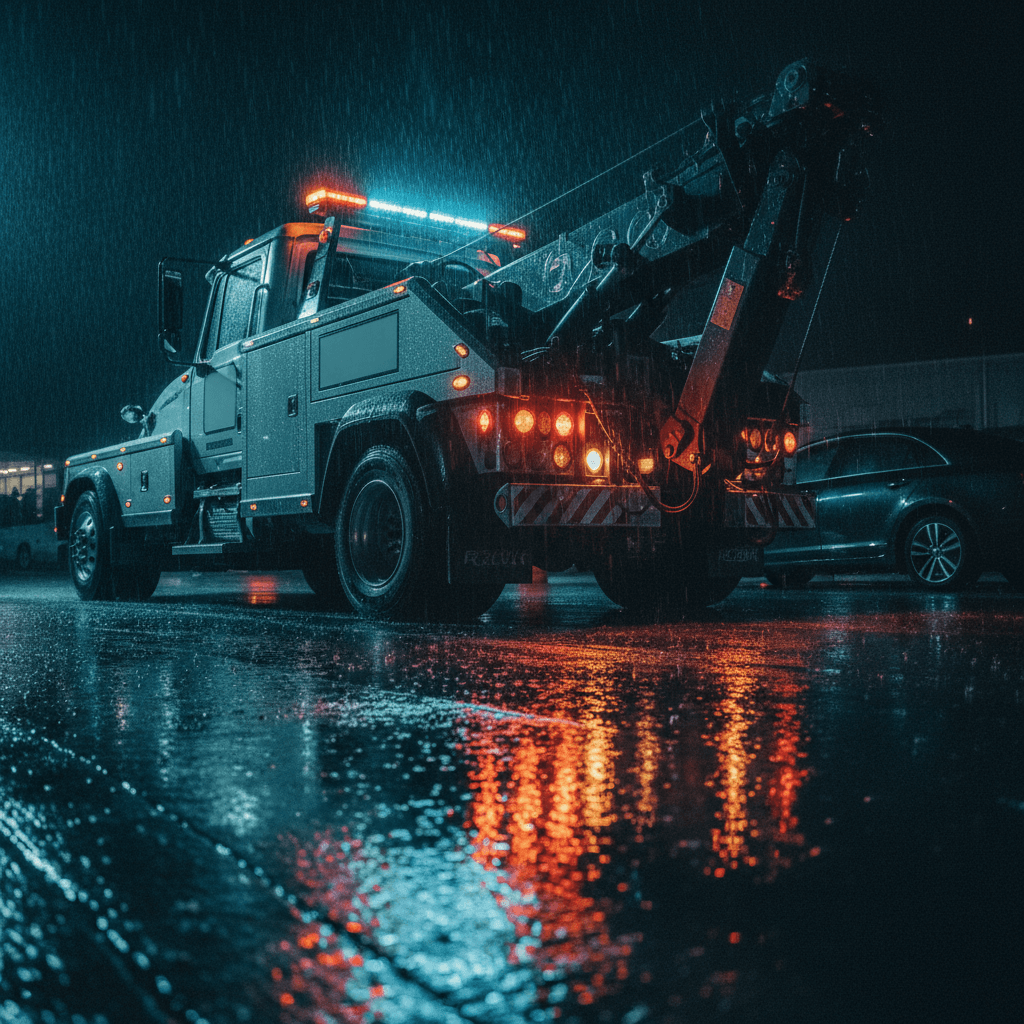 Night patrol vehicle at a construction site in Toronto